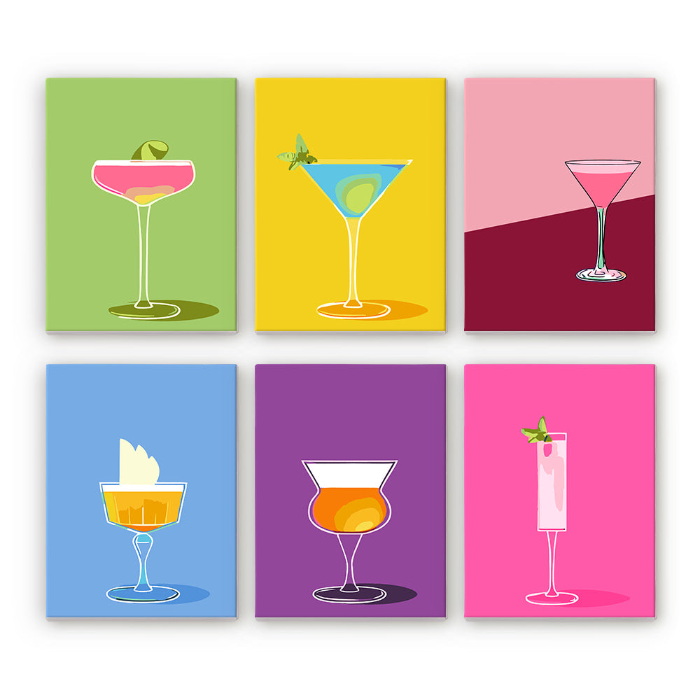 Bunte Cocktails 6 Stück Mini Malen nach Zahlen
