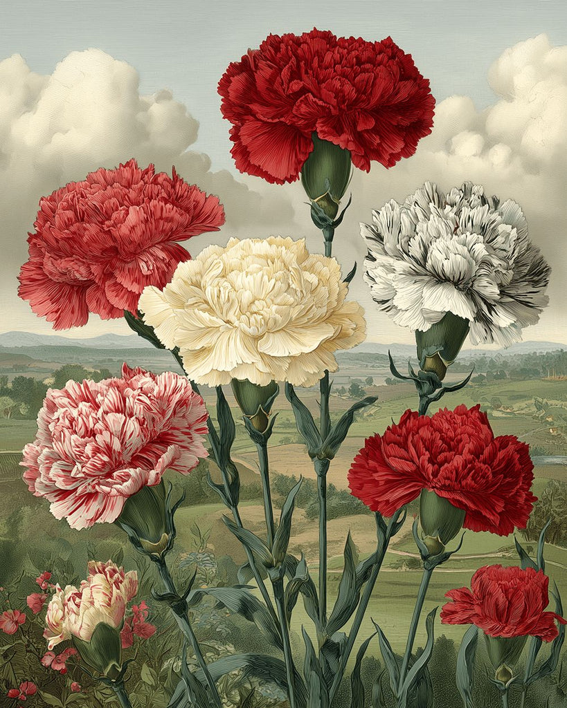 Bunte Gartennelke in der freien Natur Malen nach Zahlen