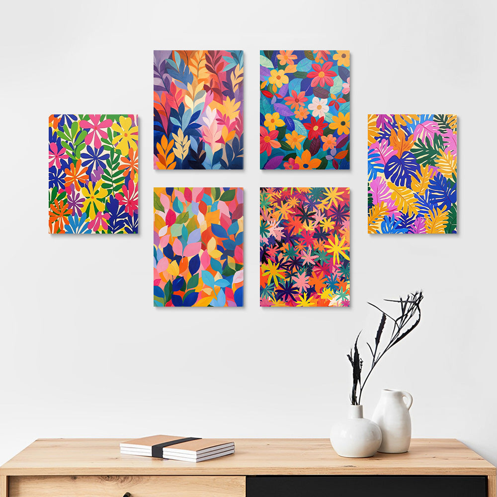 Bunte Herbstblätter und Blumen 6 Stück Mini Malen nach Zahlen