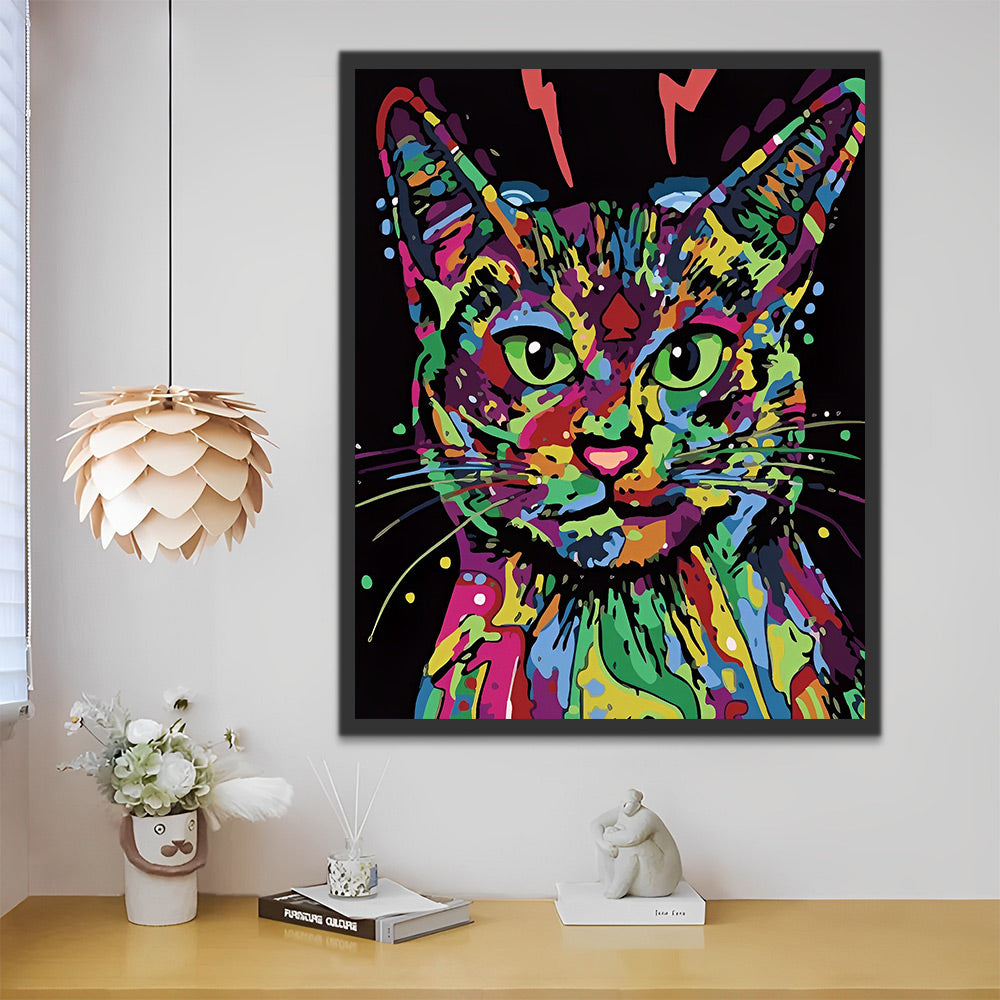 Bunte Katze in moderner Kunst Malen nach Zahlen