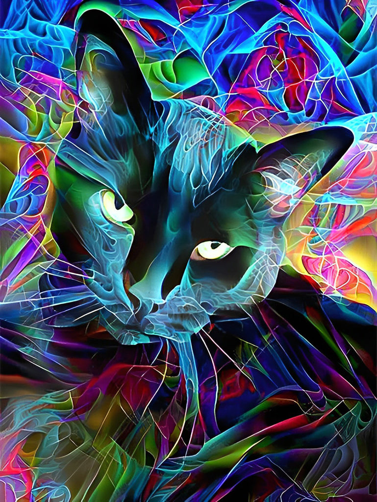 Bunte Katze, moderne Kunst Malen nach Zahlen