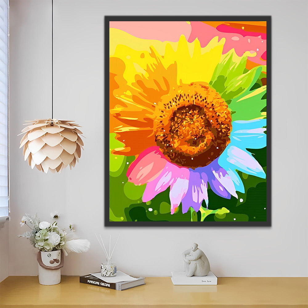 Bunte Sonnenblume Malen nach Zahlen