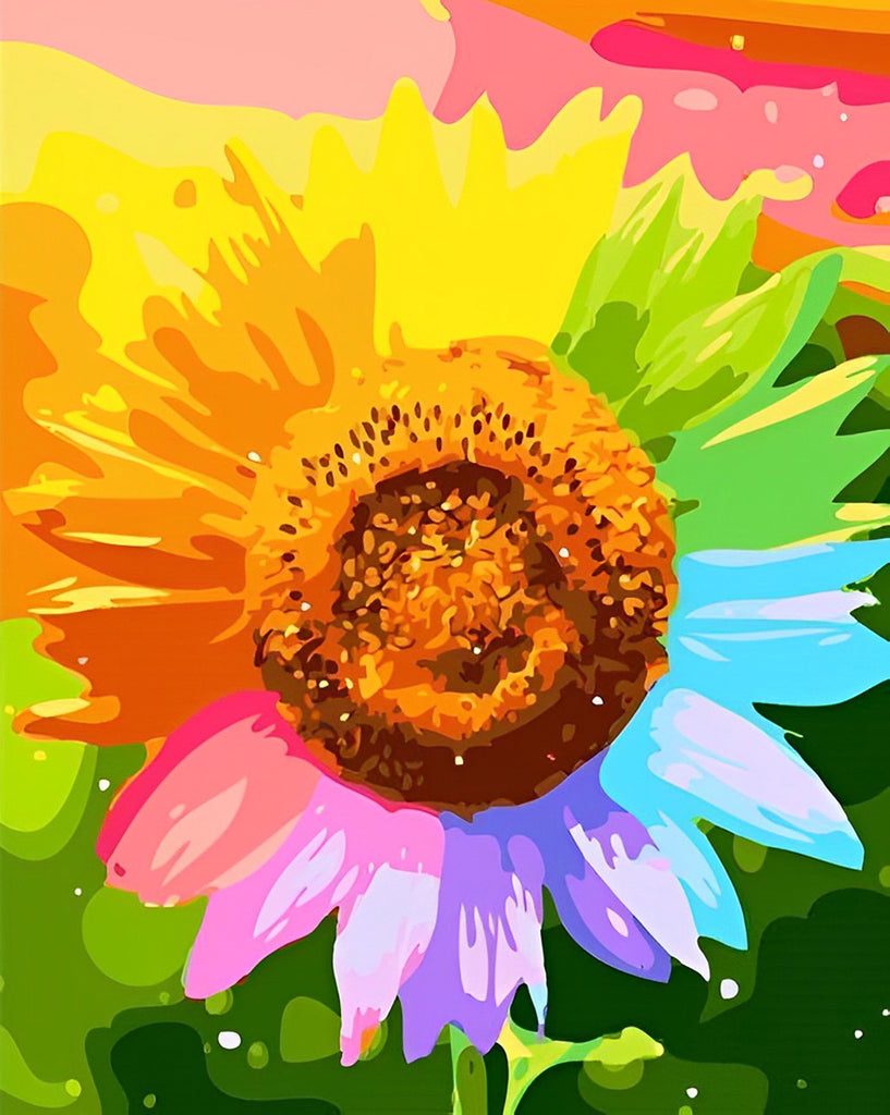 Bunte Sonnenblume Malen nach Zahlen