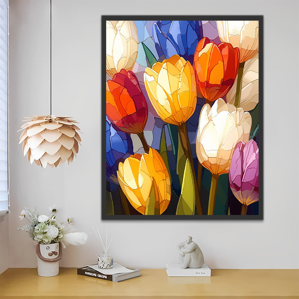 Bunte Tulpen Malen nach Zahlen