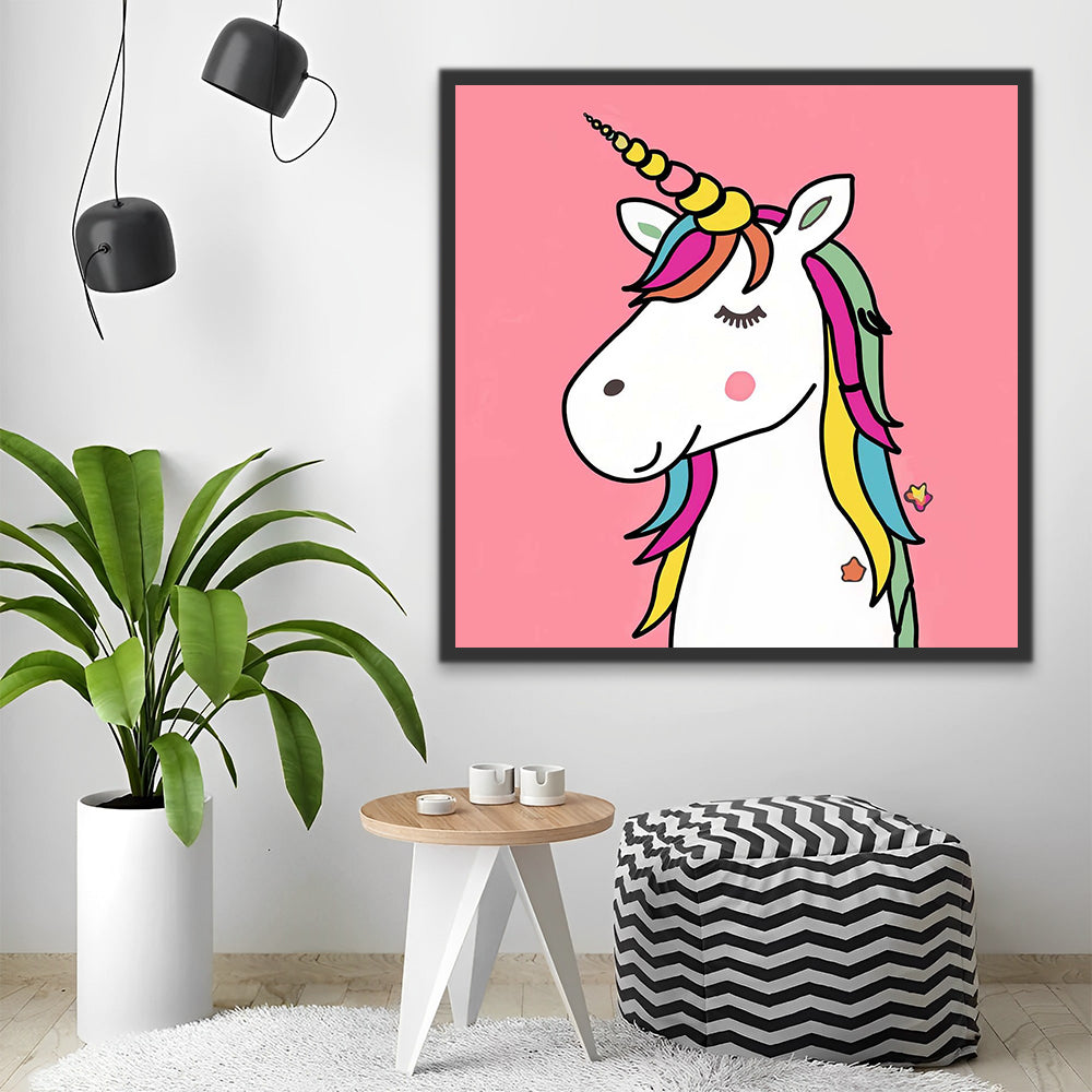 Buntes Einhorn Rosa Hintergrund Malen nach Zahlen für Kinder