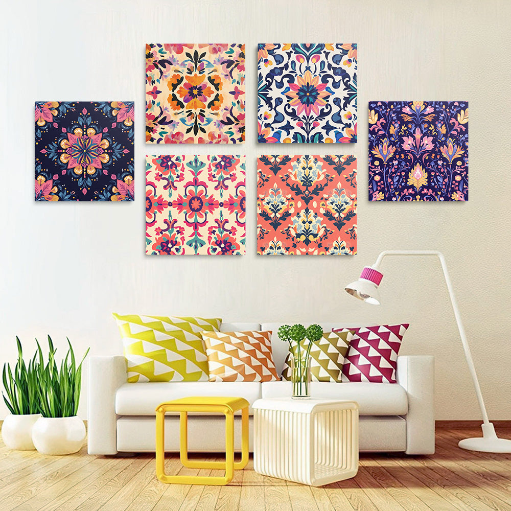 Buntes Mandala 6 Stück Mini Malen nach Zahlen