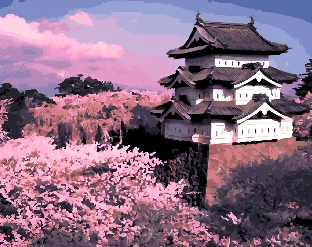 Burg Hirosaki in Japan Malen nach Zahlen