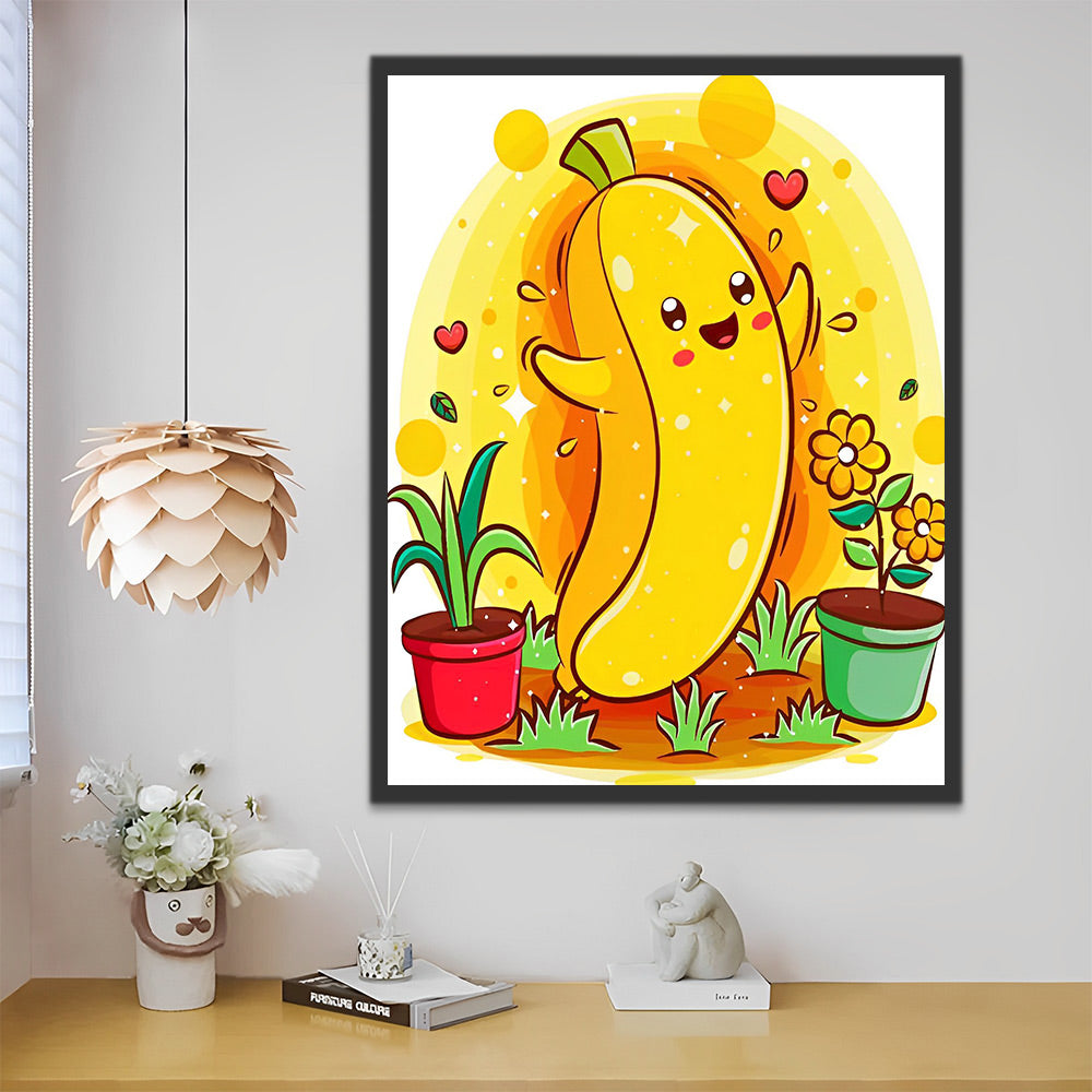 Cartoon Banane und Blumen Malen nach Zahlen Für Kinder