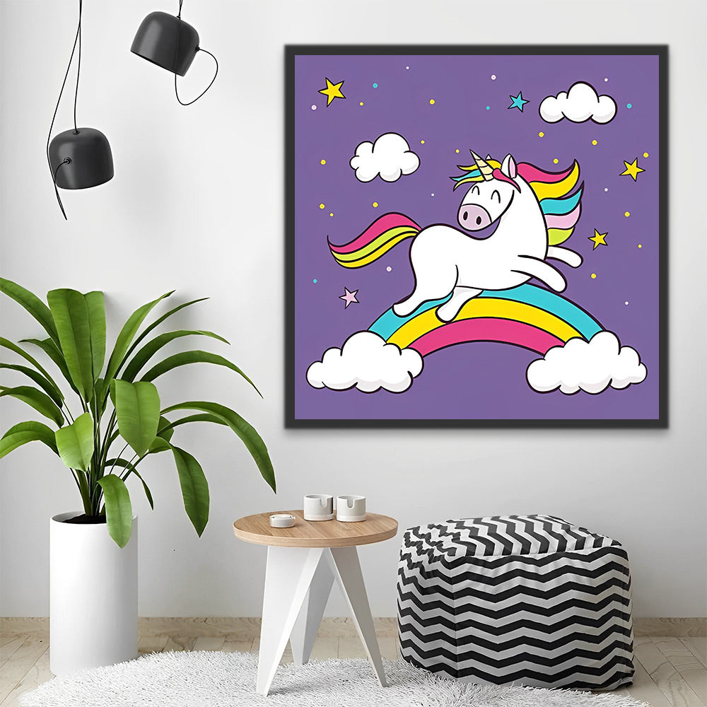 Cartoon Einhorn, Regenbogen Malen nach Zahlen Für Kinder