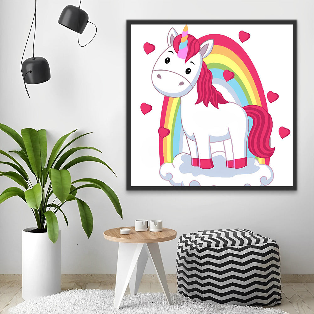 Cartoon Einhorn und Regenbogen Malen nach Zahlen Für Kinder