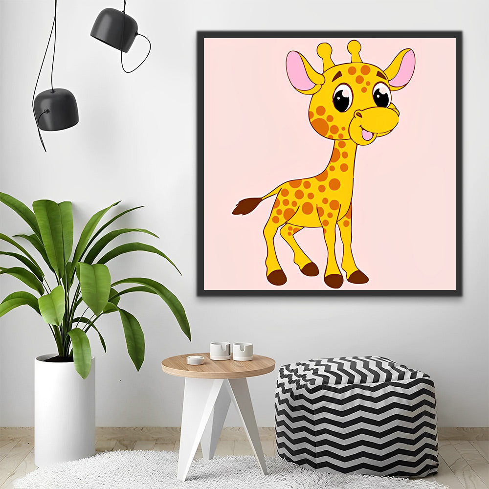 Cartoon Giraffe auf rosa Hintergrund Malen nach Zahlen Für Kinder