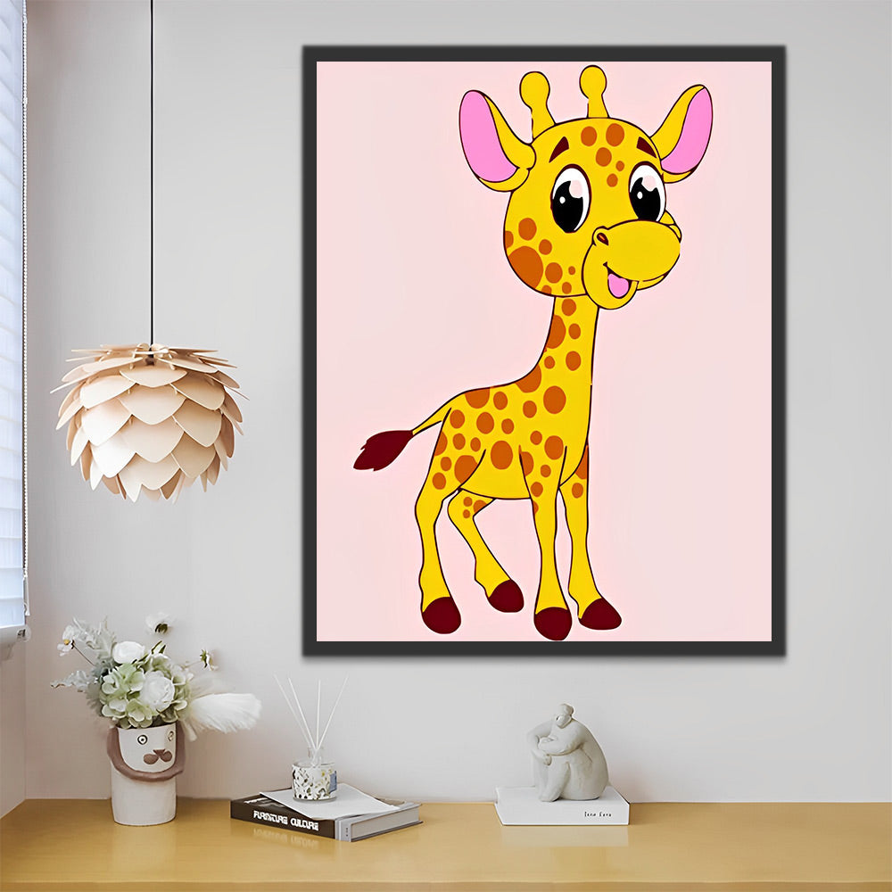 Cartoon Giraffe auf rosa Hintergrund Malen nach Zahlen Für Kinder