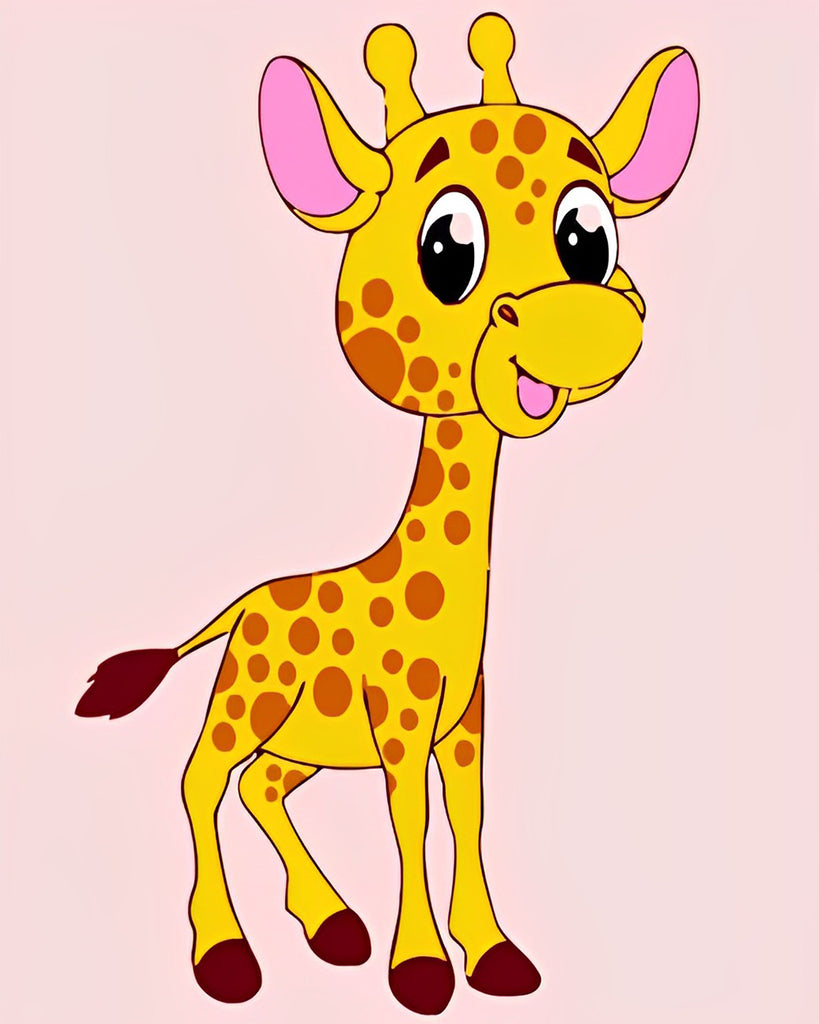 Cartoon Giraffe auf rosa Hintergrund Malen nach Zahlen Für Kinder