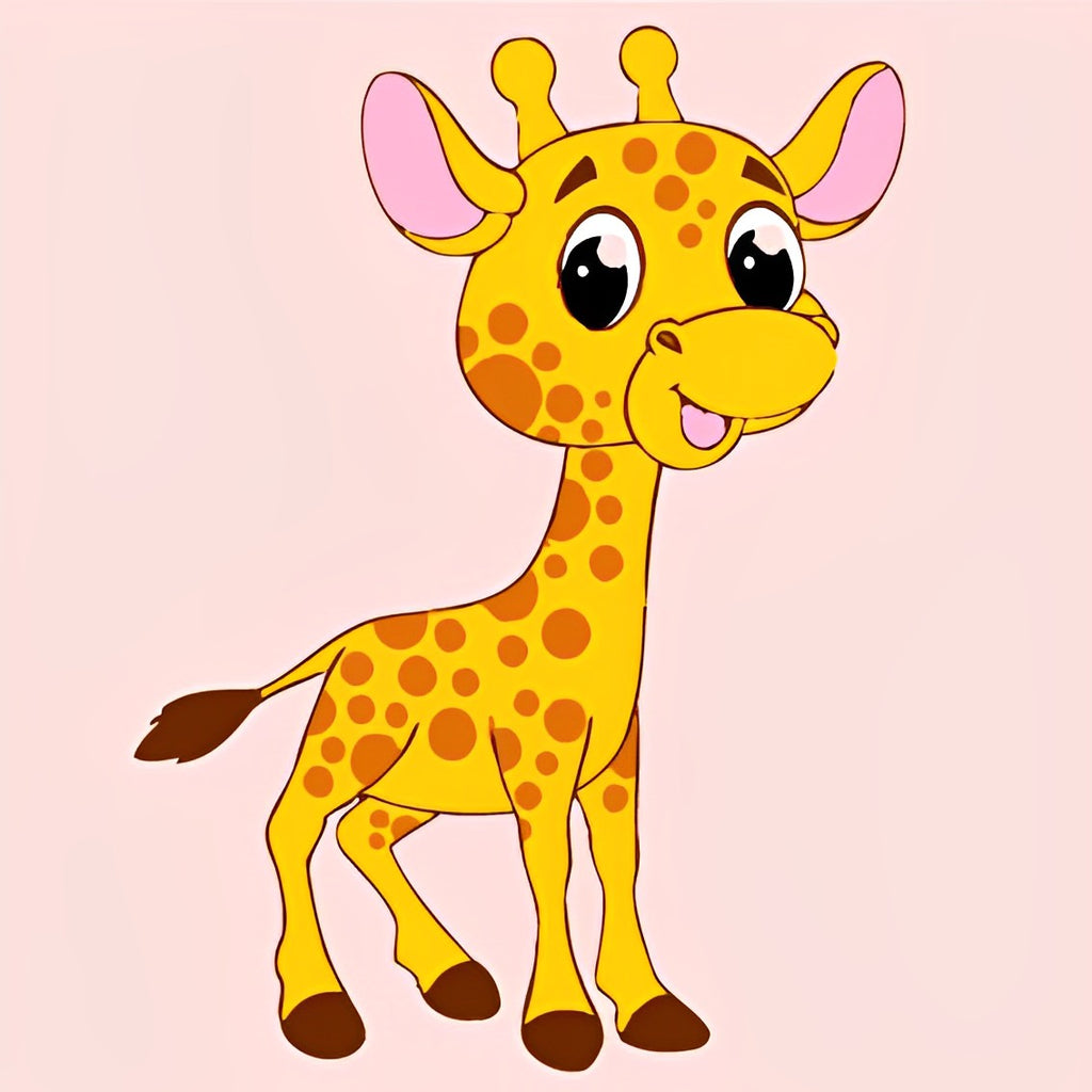 Cartoon Giraffe auf rosa Hintergrund Malen nach Zahlen Für Kinder