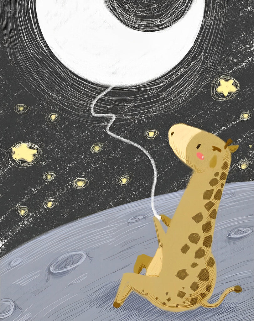 Cartoon Giraffe, Sterne und Mond Malen nach Zahlen Für Kinder