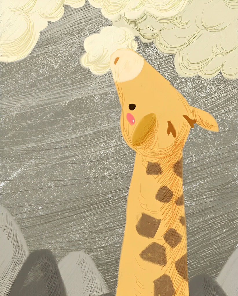 Cartoon Giraffe und Wolken Malen nach Zahlen Für Kinder