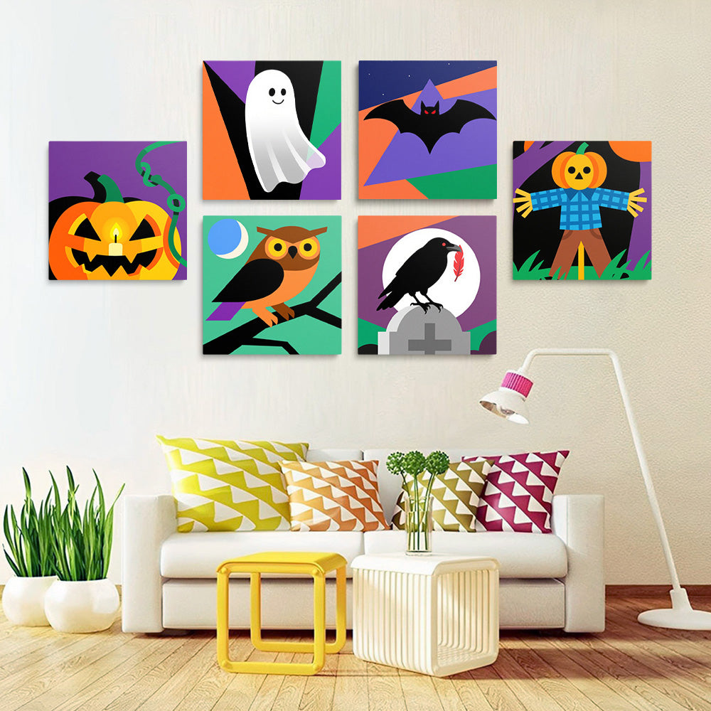 Cartoon Halloween 6 Stück Mini Malen nach Zahlen