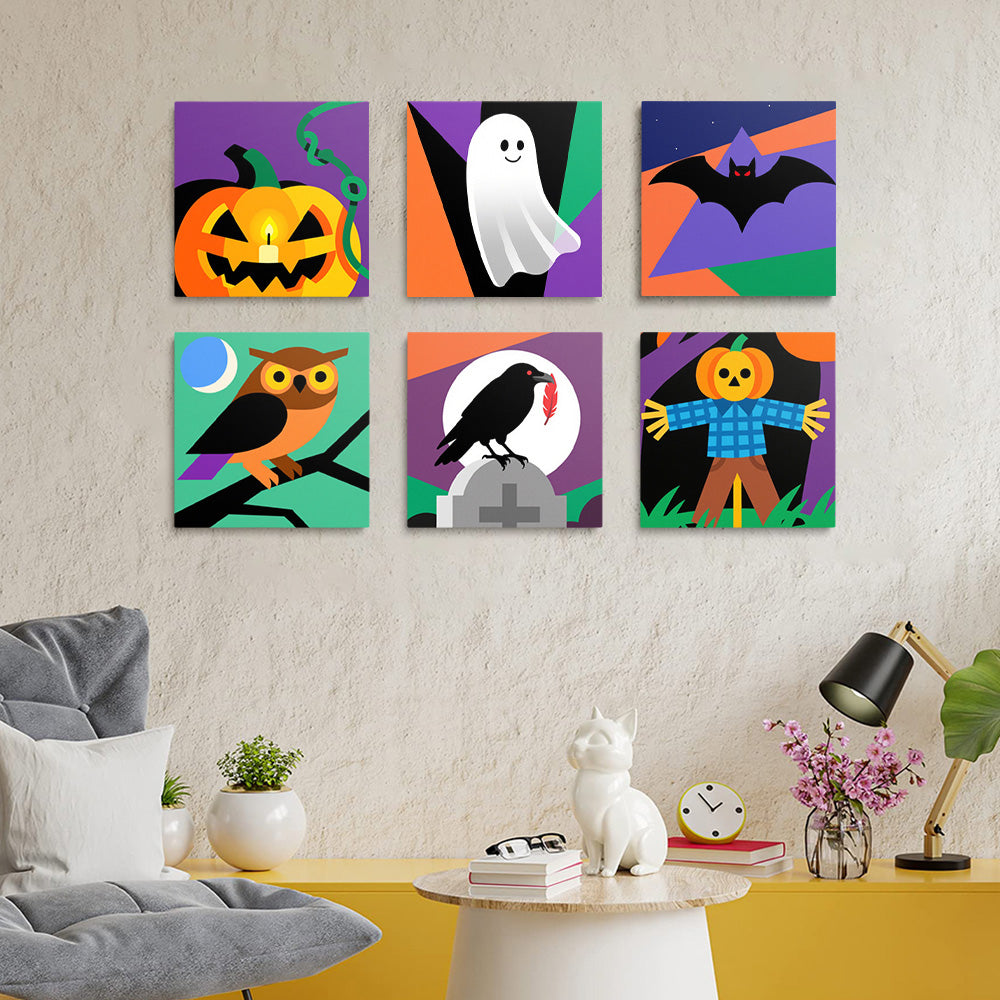 Cartoon Halloween 6 Stück Mini Malen nach Zahlen