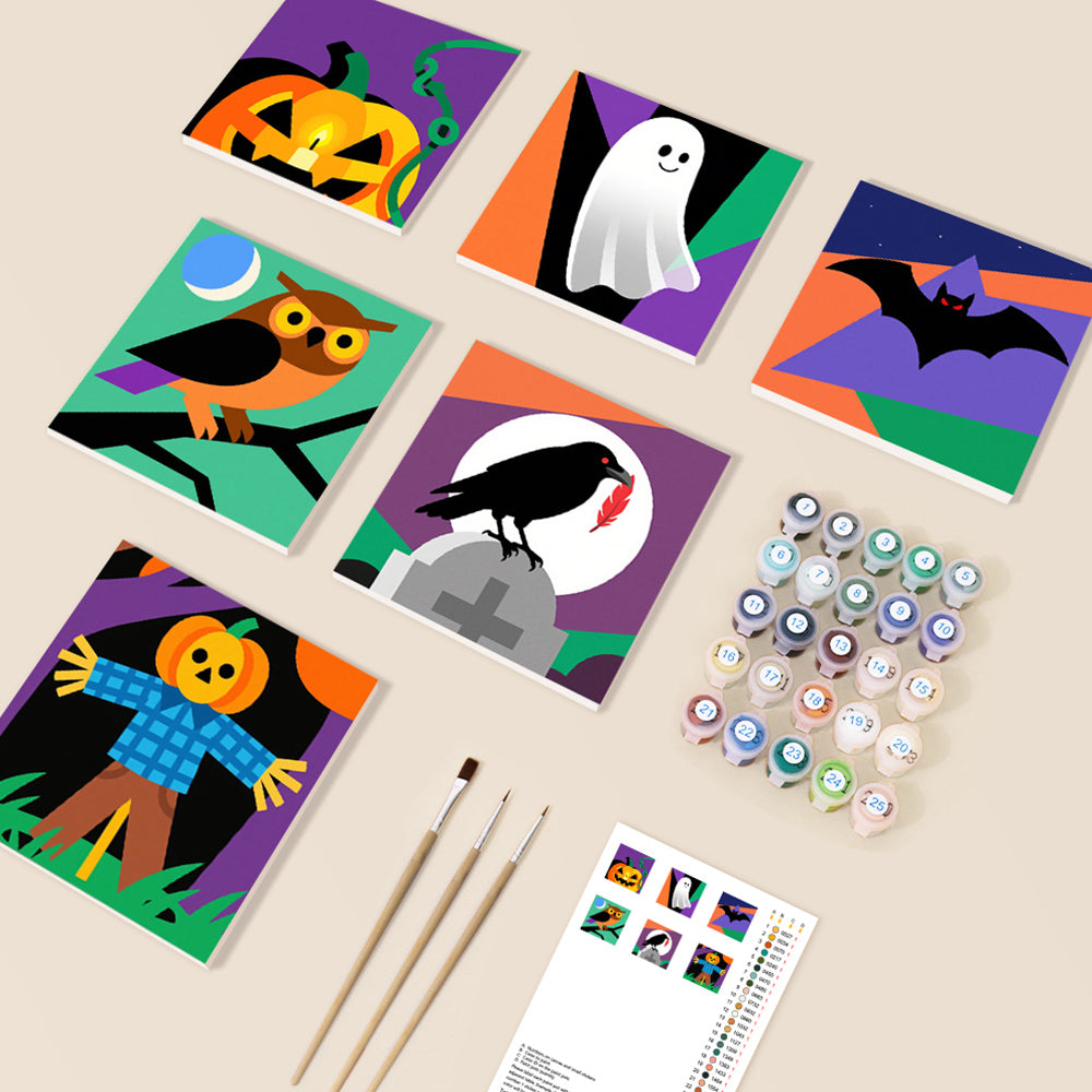 Cartoon Halloween 6 Stück Mini Malen nach Zahlen