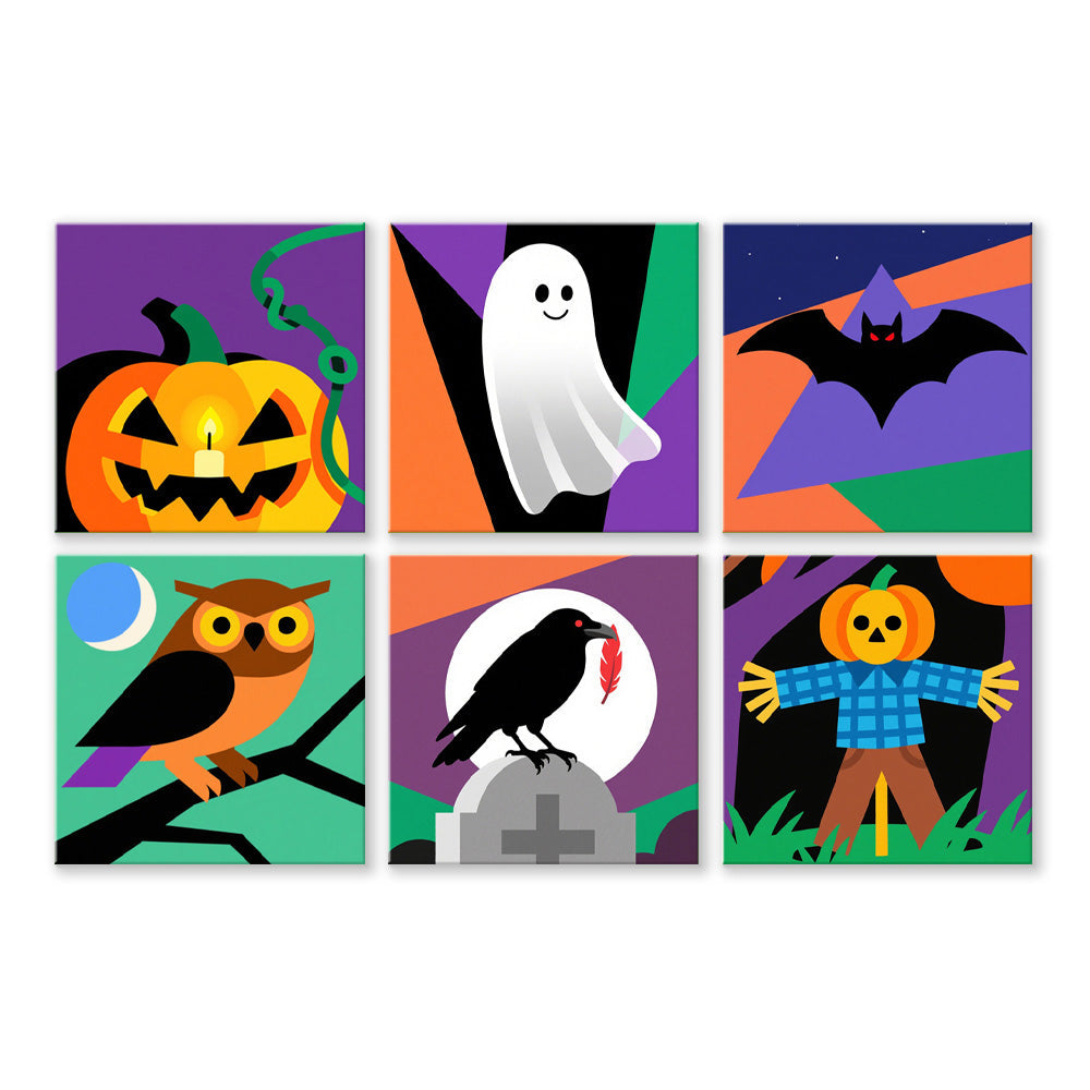 Cartoon Halloween 6 Stück Mini Malen nach Zahlen