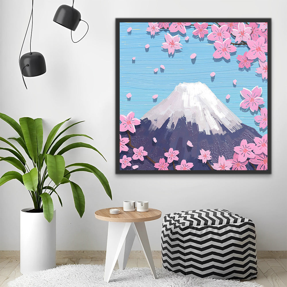 Cartoon Kirschblüten und der Fuji Malen nach Zahlen