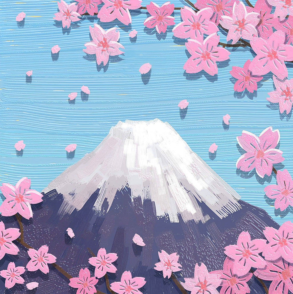 Cartoon Kirschblüten und der Fuji Malen nach Zahlen