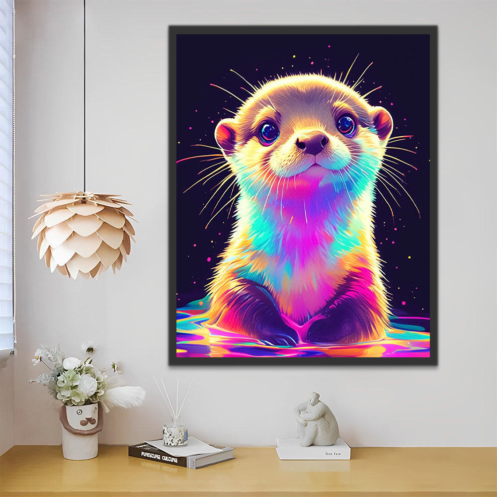 Cartoon Otter und Buntes Licht Malen nach Zahlen