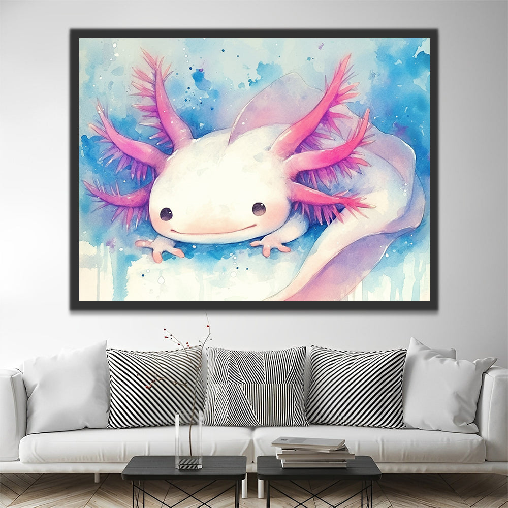 Cartoon Pink Axolotl Malen nach Zahlen