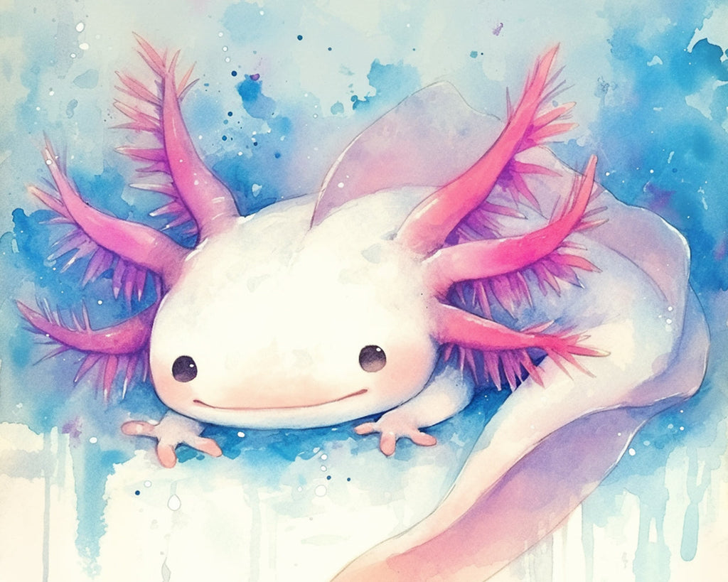 Cartoon Pink Axolotl Malen nach Zahlen