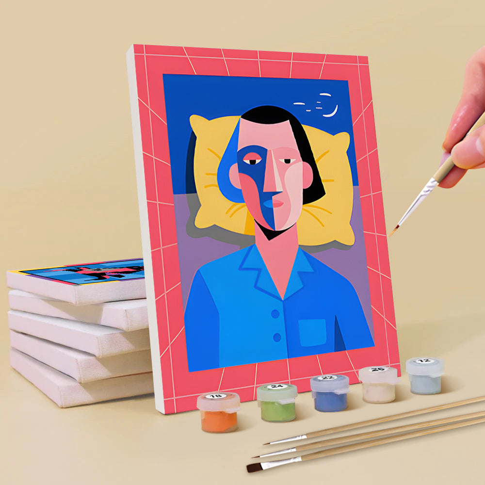 Cartoon-Pop-Art im Picasso-Stil 6 Stück Mini Malen nach Zahlen