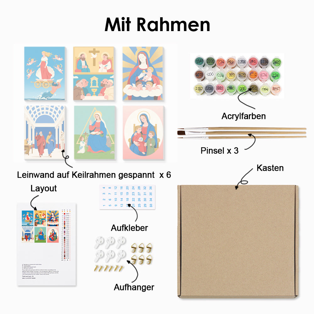 Christliche Mythologie 6 Stück Mini Malen nach Zahlen