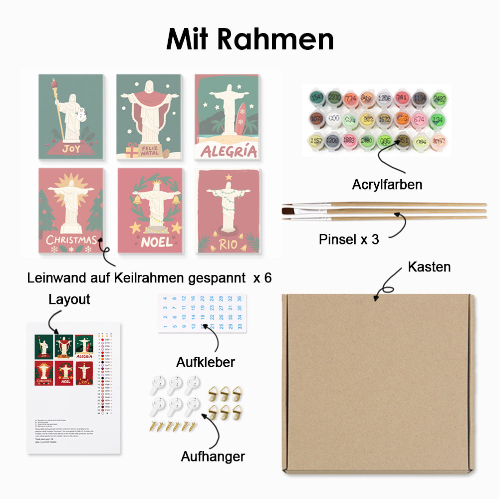 Christusstatue zu Weihnachten 6 Stück Mini Malen nach Zahlen