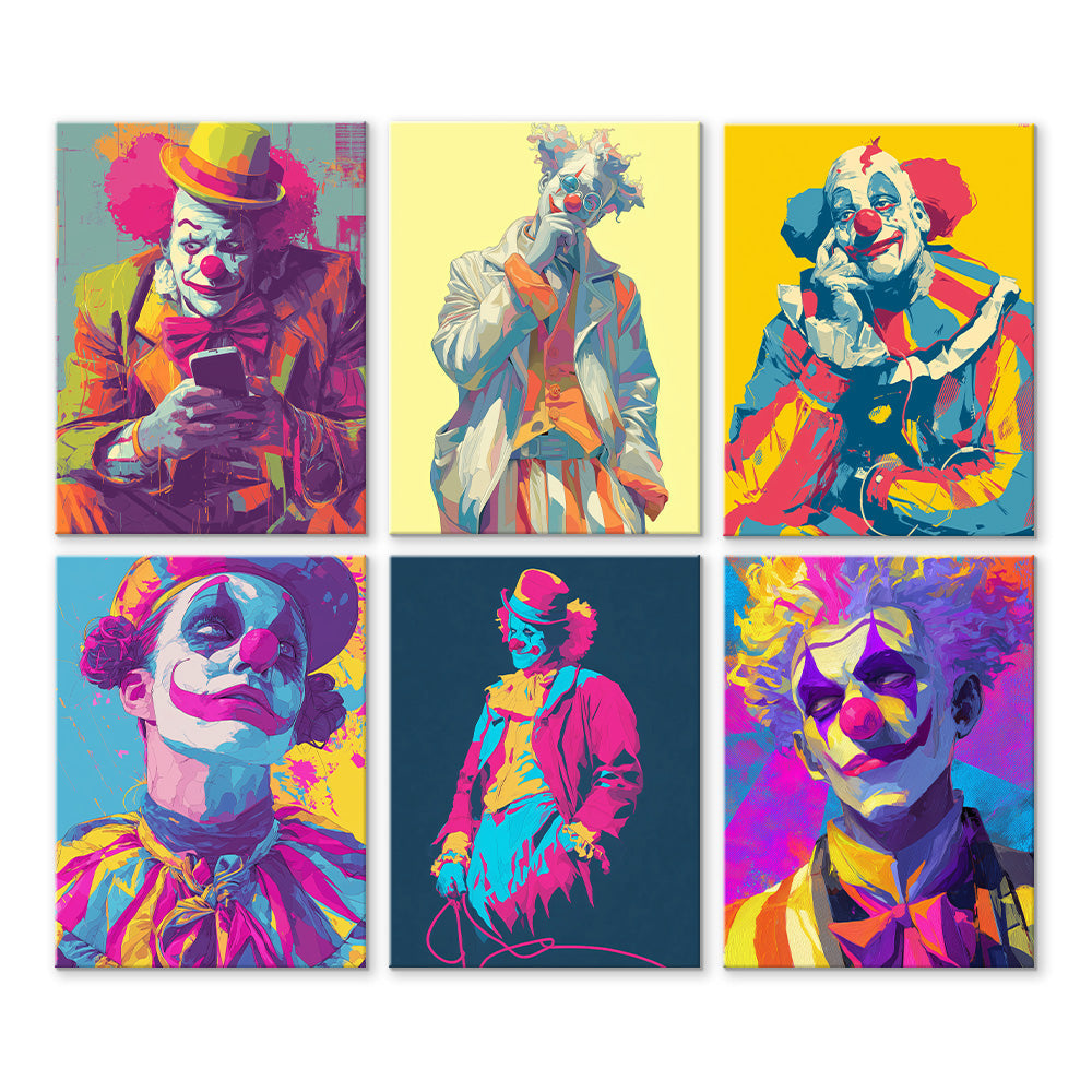 Clown im Pop-Stil 6 Stück Mini Malen nach Zahlen