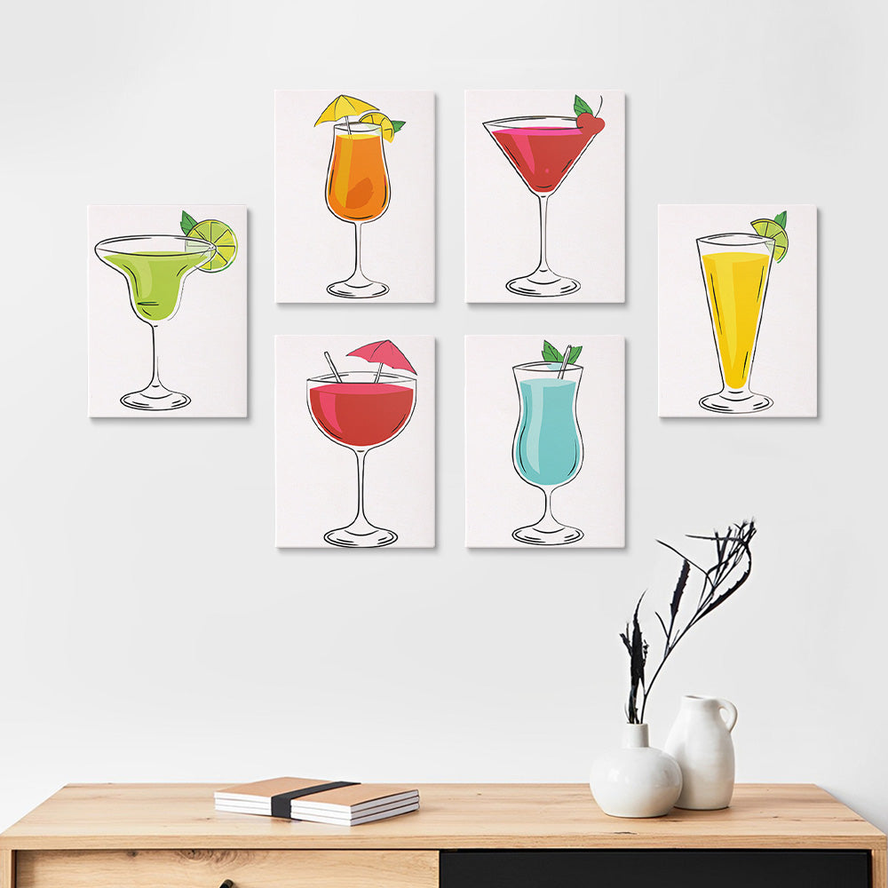 Cocktails mit vielfältigen Geschmacksrichtungen 6 Stück Mini Malen nach Zahlen