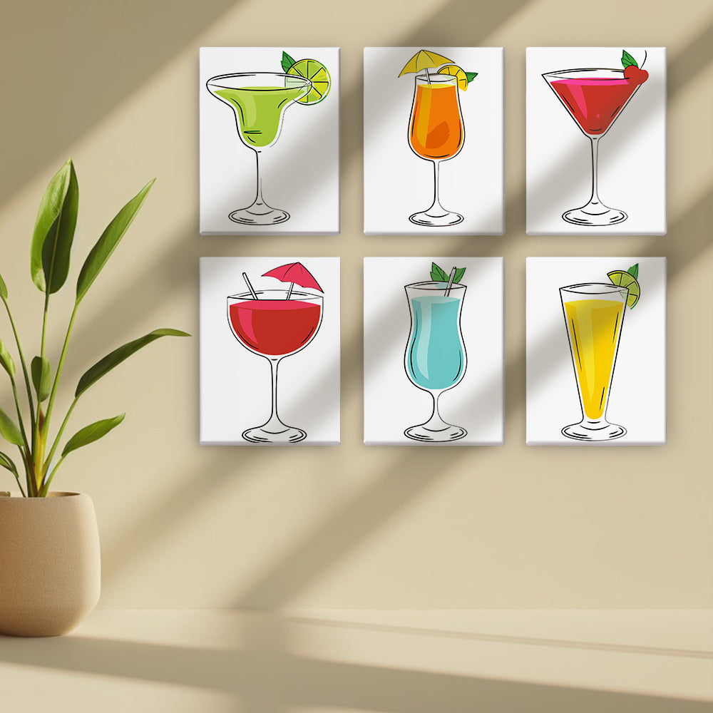 Cocktails mit vielfältigen Geschmacksrichtungen 6 Stück Mini Malen nach Zahlen
