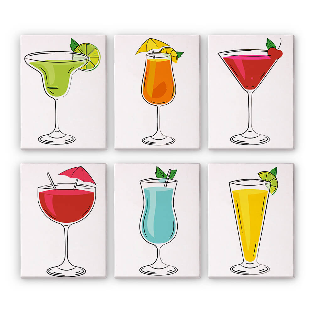 Cocktails mit vielfältigen Geschmacksrichtungen 6 Stück Mini Malen nach Zahlen