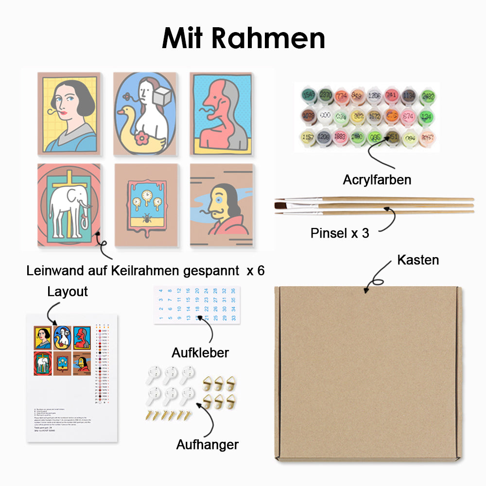 Dalis Werke 6 Stück Mini Malen nach Zahlen