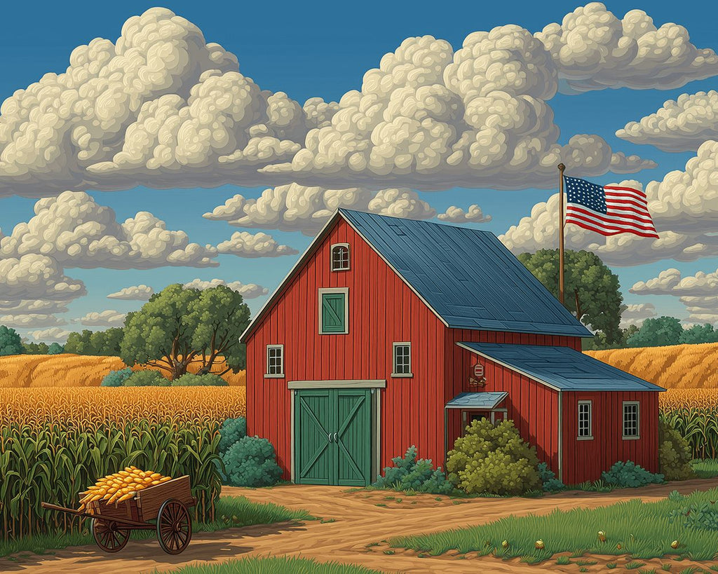 Das Rote Haus auf der Corn Farm Malen nach Zahlen