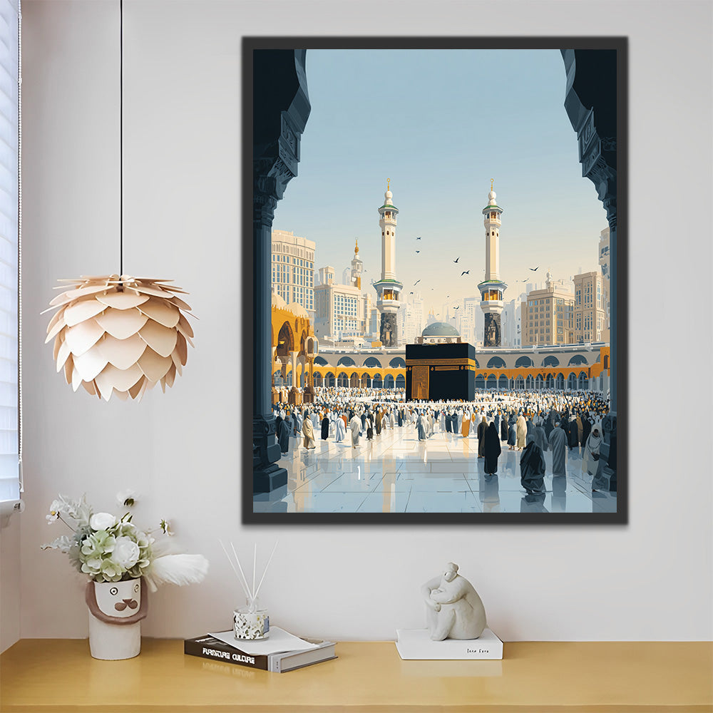 Die Große Moschee von Mekka ist überfüllt mit Menschen Malen nach Zahlen