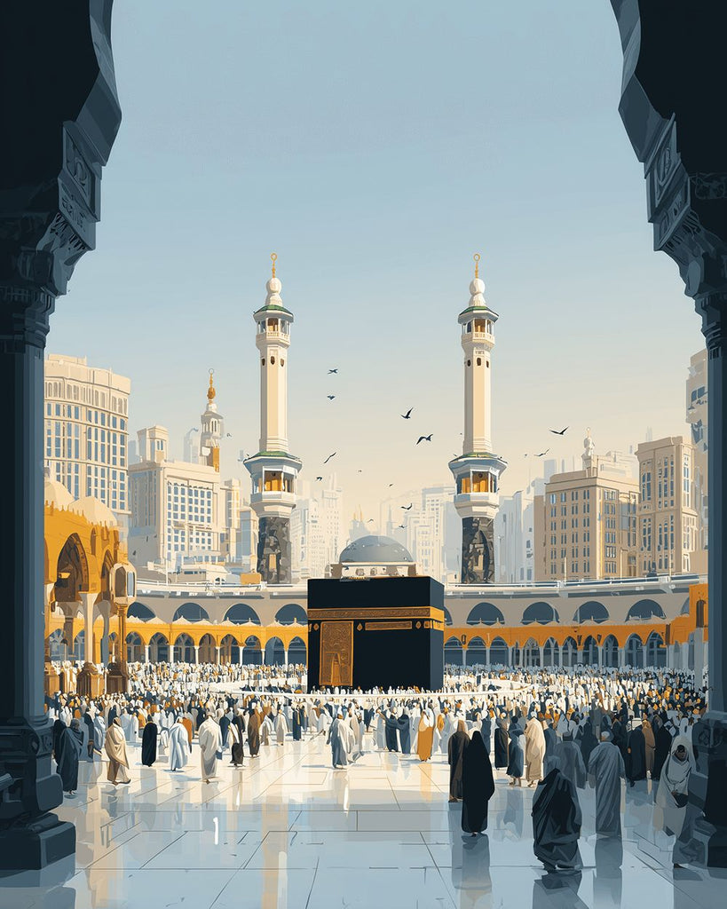 Die Große Moschee von Mekka ist überfüllt mit Menschen Malen nach Zahlen