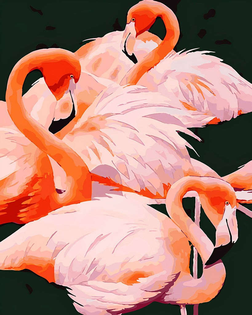 Drei rosa Flamingos Malen nach Zahlen