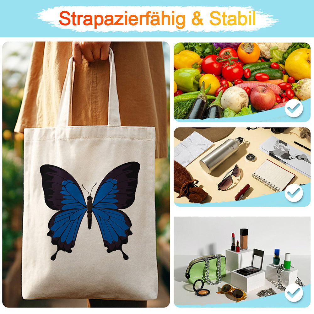 Ein Blauer und Schwarzer Schmetterling Leinwand Tragetasche Malen nach Zahlen