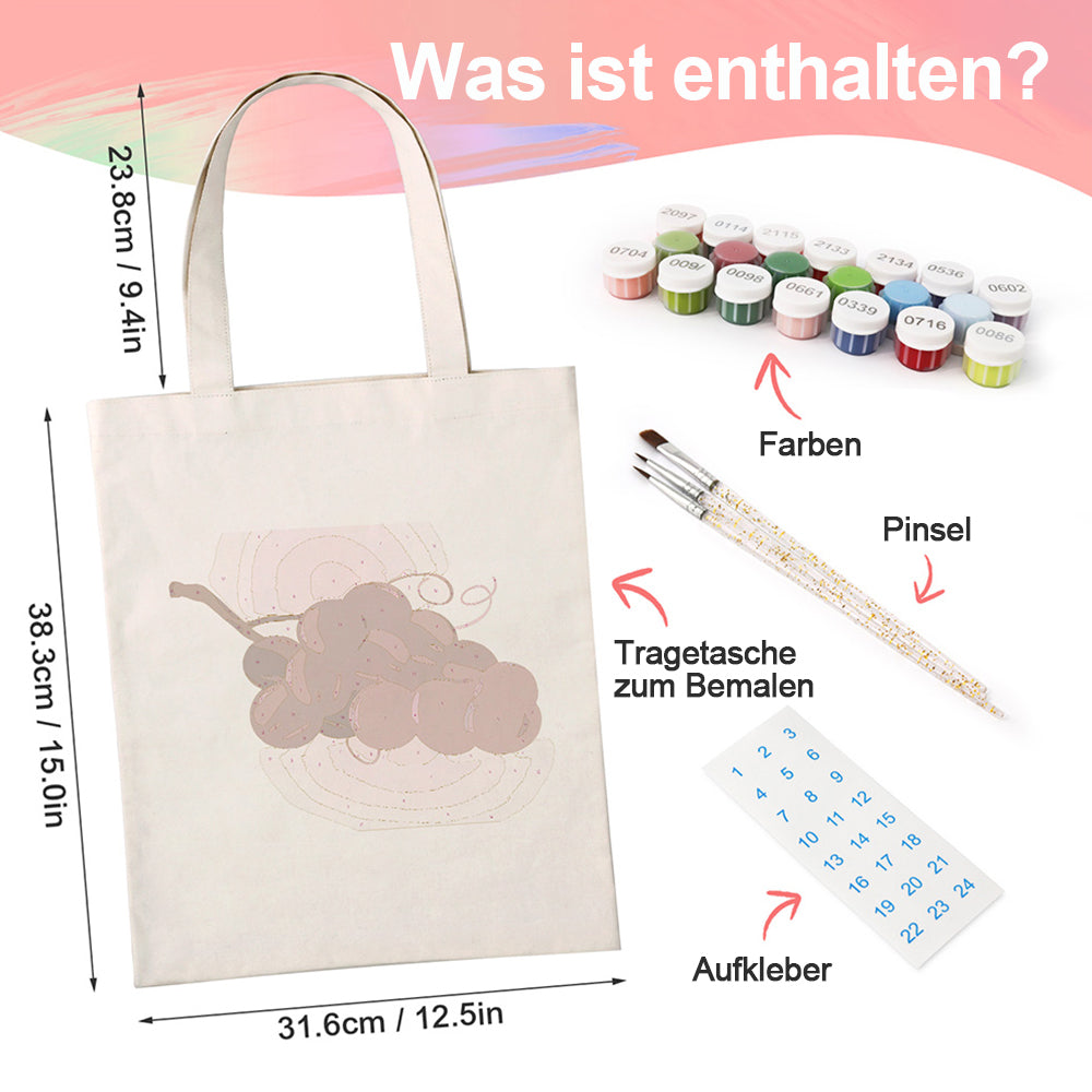Ein Bündel Reifer Trauben Leinwand Tragetasche Malen nach Zahlen