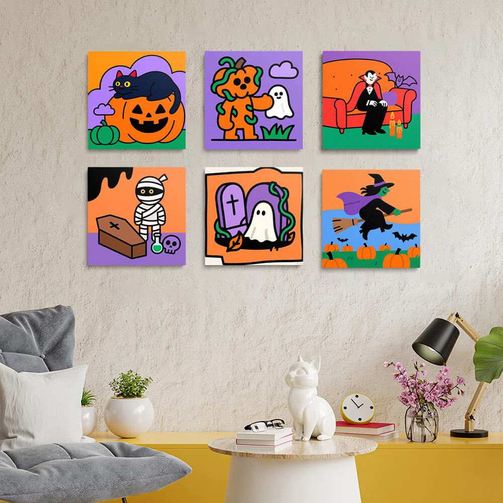 Ein Fröhliches Halloween 6 Stück Mini Malen nach Zahlen