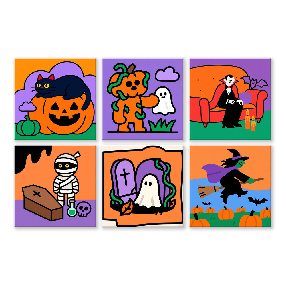 Ein Fröhliches Halloween 6 Stück Mini Malen nach Zahlen