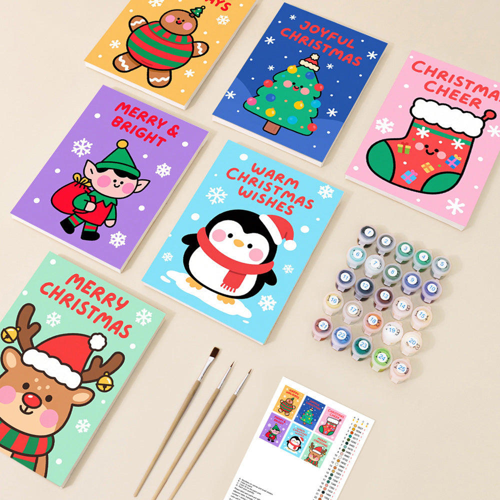 Ein Fröhliches Weihnachten 6 Stück Mini Malen nach Zahlen
