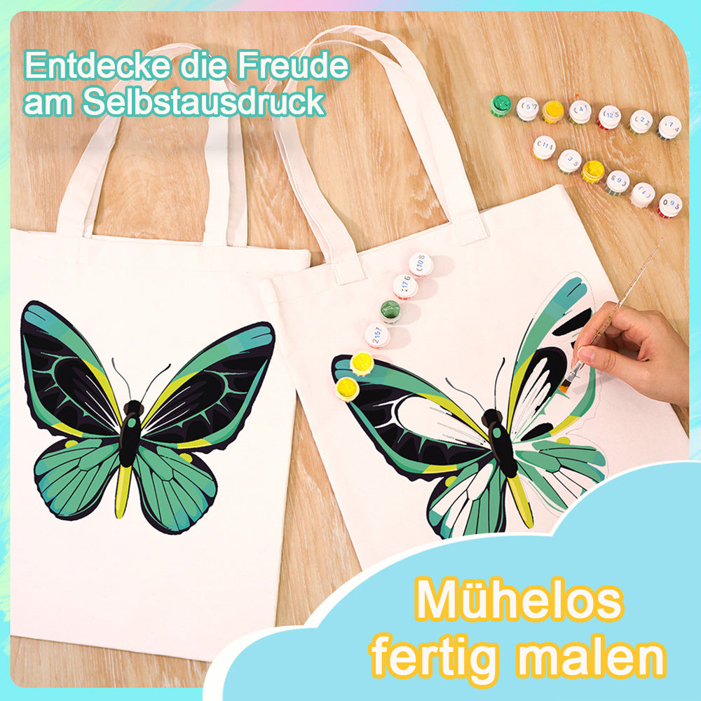 Ein Grüner Schmetterling Leinwand Tragetasche Malen nach Zahlen