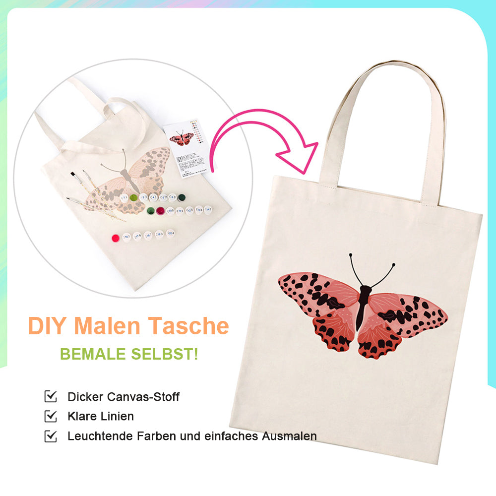 Ein Rosa Schmetterling mit Schwarzen Flecken Leinwand Tragetasche Malen nach Zahlen
