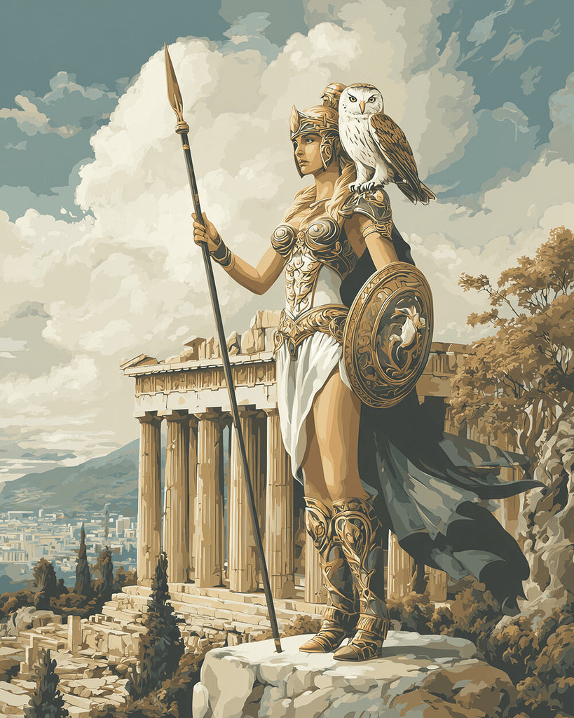 Eine Kriegerin bewacht den Parthenon Malen nach Zahlen