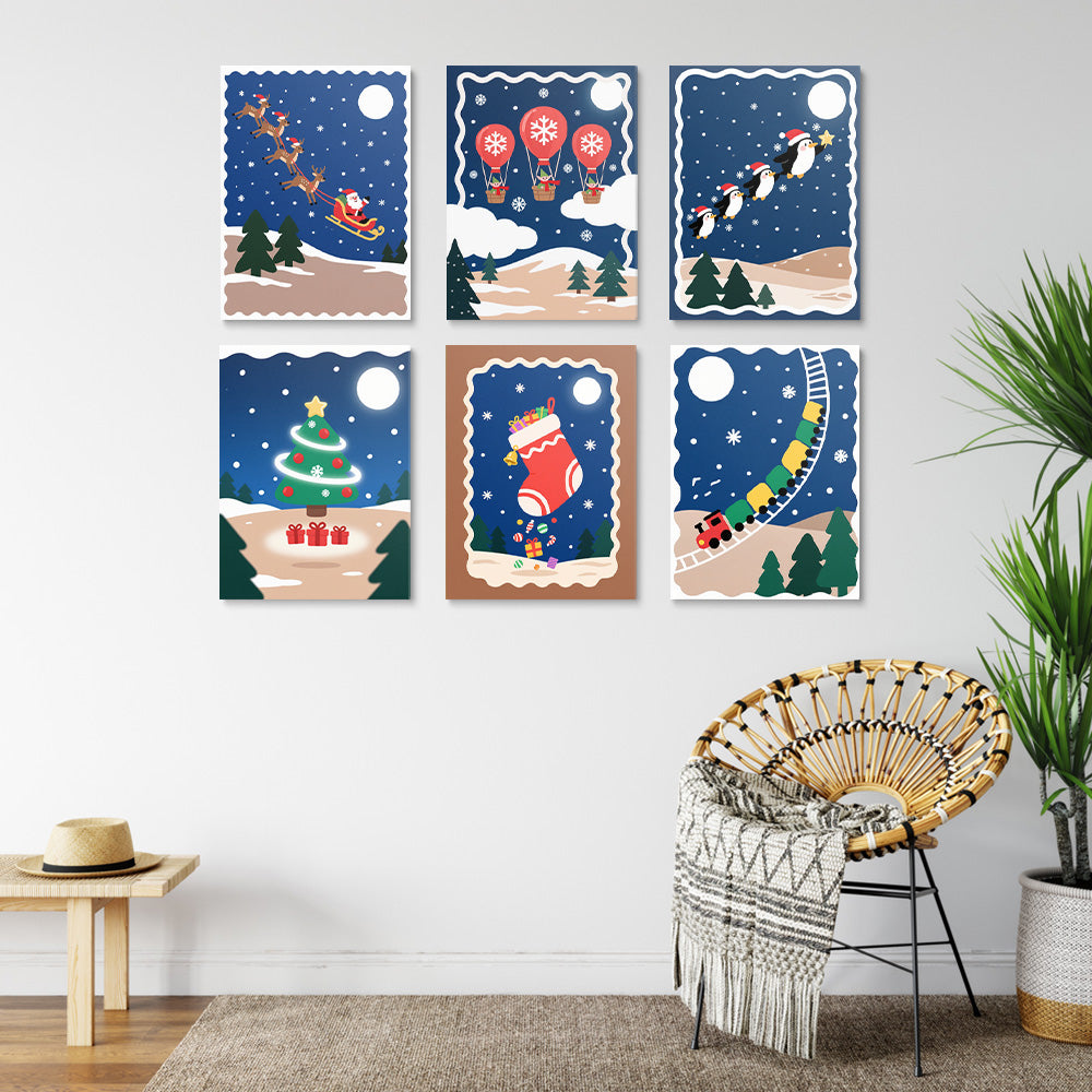Eine Stille Weihnachtsnacht 6 Stück Mini Malen nach Zahlen